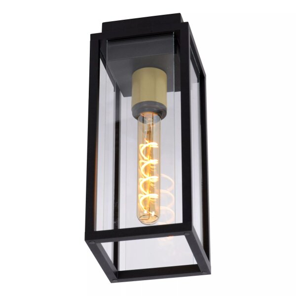 Deckenlampe Außen Glas Metall Schwarz E27 IP54 Terrasse