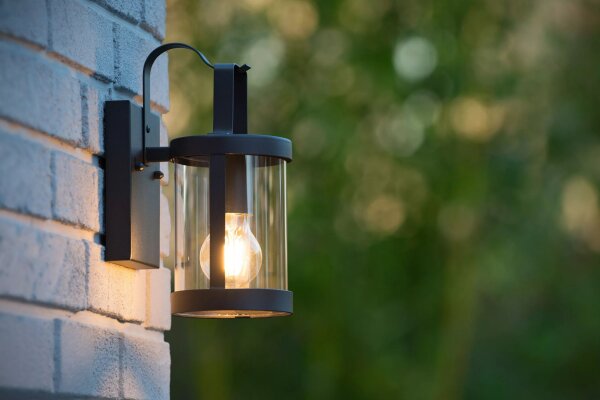 Wandleuchte Metall Schwarz IP23 T:16 cm E27 Garten