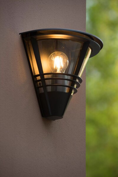 Wandleuchte Außen Aluminium Schwarz IP44 E27 T:27 cm