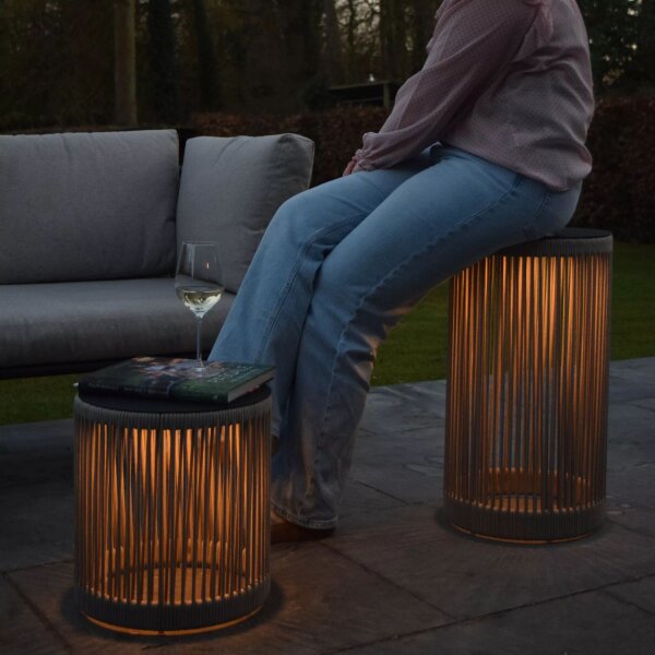 LED Akku Stehleuchte Taupe 3000 K IP44 Hocker Tisch