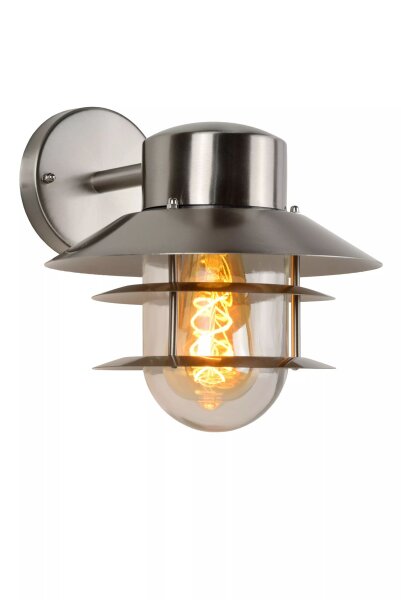 Außenlampe Wand Glas Aluminium in Chrom IP44 E27 Balkon