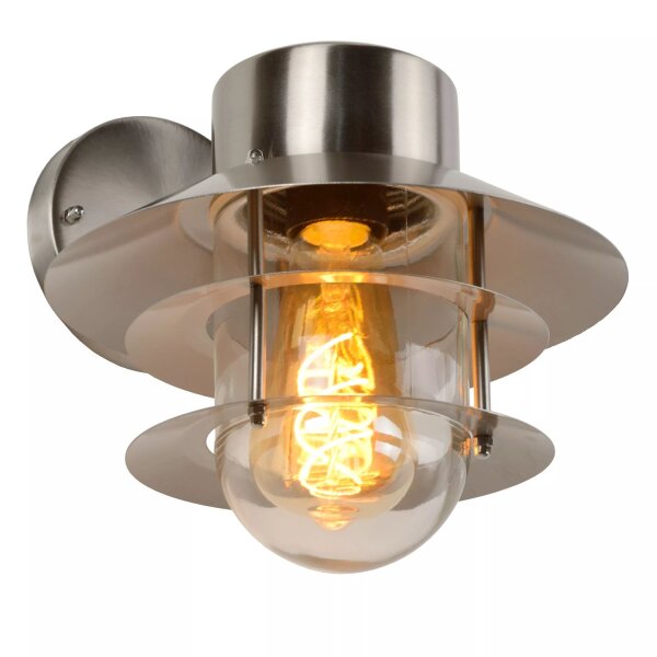 Außenlampe Wand Glas Aluminium in Chrom IP44 E27 Balkon