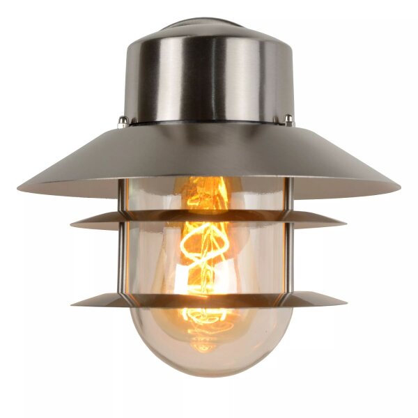 Außenlampe Wand Glas Aluminium in Chrom IP44 E27 Balkon