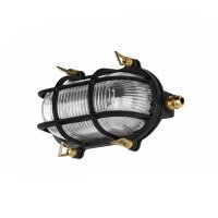 Kellerlampe Messing Glas E27 IP64 B: 21 cm Schwarz