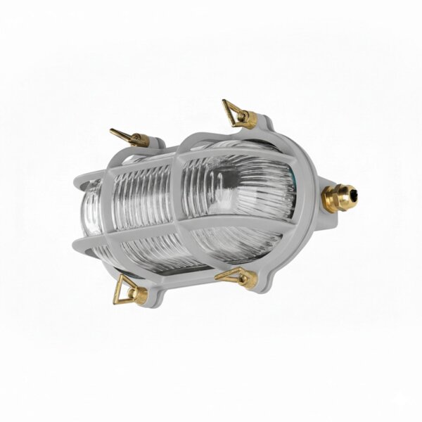 Wandlampe außen Messing Glas 21 cm breit IP64 Grau E27