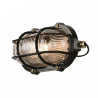 Wandlampe außen Messing massiv Glas 21 cm breit IP64