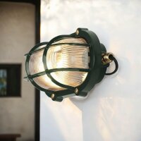 Außenleuchte Wand Echt-Messing Glas E27 IP64 Grün
