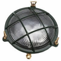 Außenlampe Wand Messing Glas E27 IP64 rund D: 21 cm