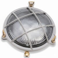 Wandleuchte außen Glas Messing massiv E27 IP64 Grau