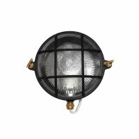 Wandlampe außen Messing massiv Glas IP64 Schwarz E27