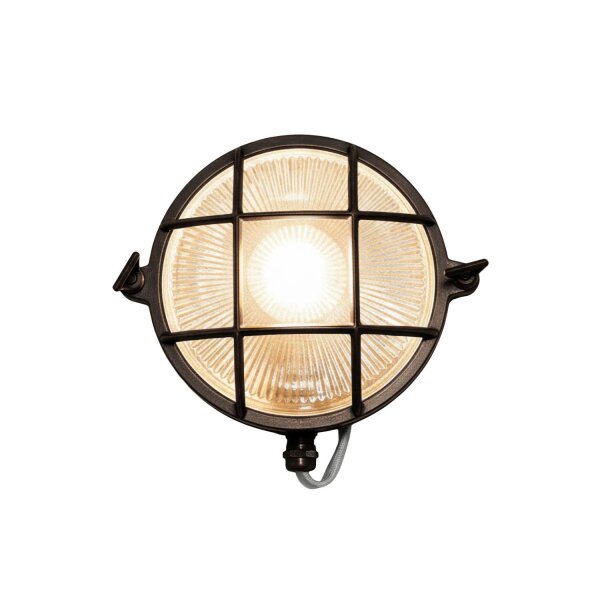 Kellerleuchte Echt-Messing Glas Ø 24 cm IP64 E27 rund