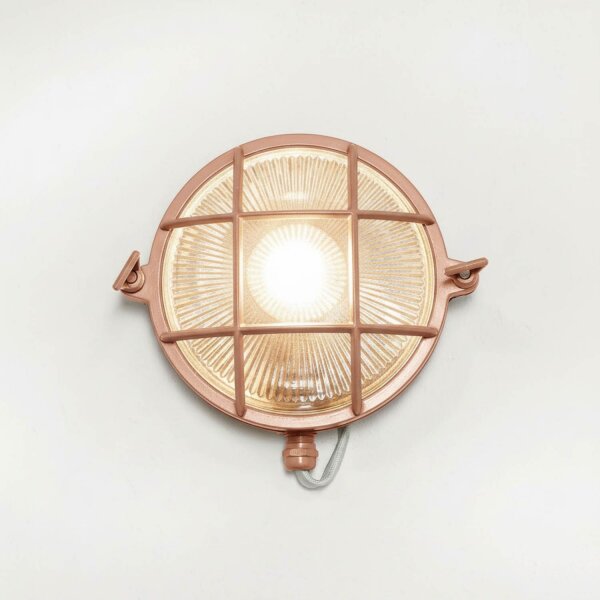 Kellerlampe Echt-Messing Glas D: 24 cm IP64 in Kupfer