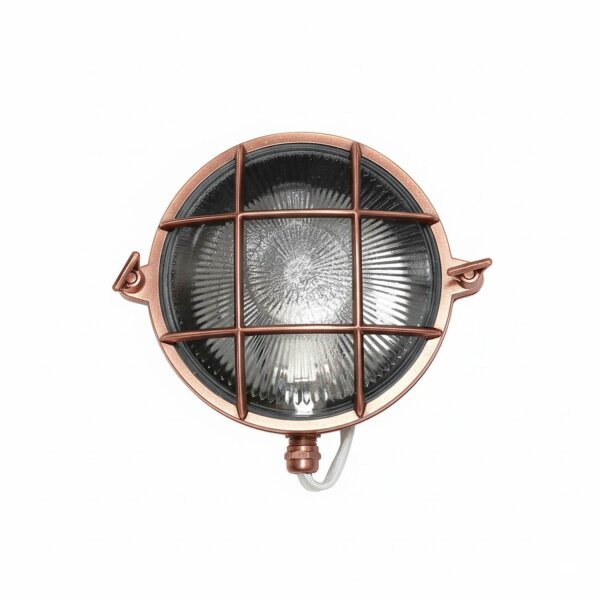 Kellerlampe Echt-Messing Glas D: 24 cm IP64 in Kupfer