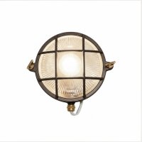 Kellerleuchte Glas Echt-Messing E27 IP64 D: 24 cm rund
