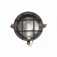 Kellerleuchte Glas Echt-Messing E27 IP64 D: 24 cm rund