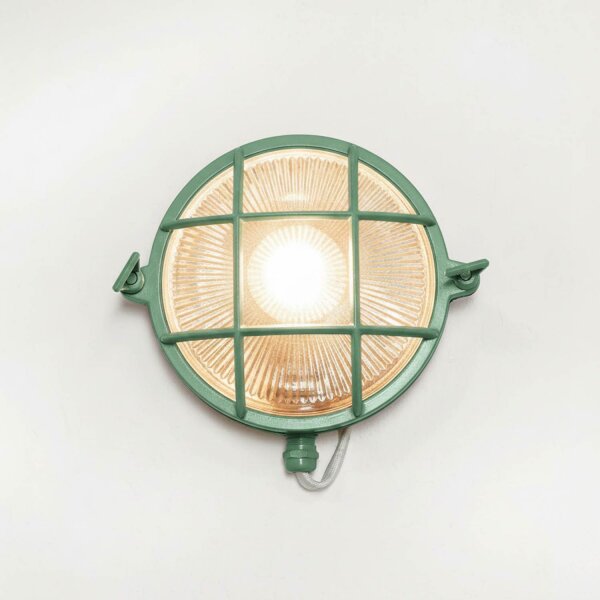 Wandlampe außen Messing Glas E27 IP64 rund D: 24 cm