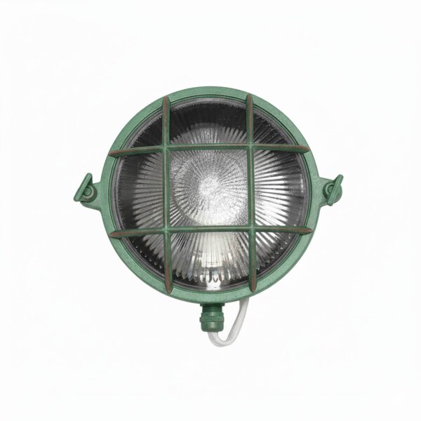 Wandlampe außen Messing Glas E27 IP64 rund D: 24 cm