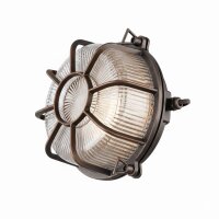 Außenlampe Wand Echt-Messing Glas rund D: 22 cm IP64