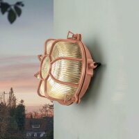 Au&szlig;enleuchte Wand Messing Glas E27 IP64 rund...