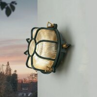 Kellerleuchte Messing massiv Glas E27 IP64 &Oslash; 22 cm...