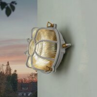 Wandlampe au&szlig;en Messing massiv Glas D: 22 cm IP64 Grau