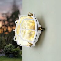 Au&szlig;enlampe Wand Echt-Messing Glas E27 IP64...