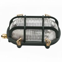 Außenleuchte Wand Messing massiv Glas E27 IP64 B:...