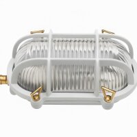 Wandlampe au&szlig;en Messing massiv Glas 18 cm breit IP64