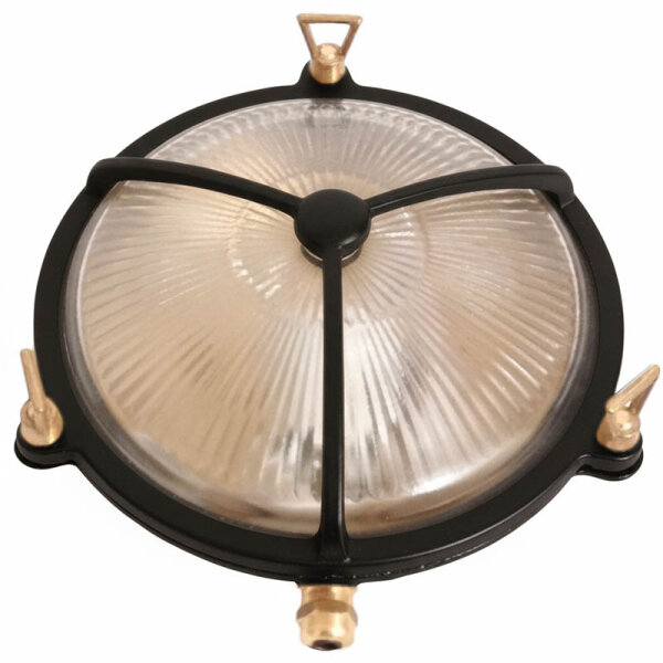 Wandlampe außen Messing massiv Glas Ø 21 cm rund IP64