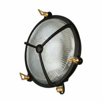 Wandlampe au&szlig;en Messing massiv Glas &Oslash; 21 cm rund IP64