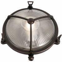Wandleuchte au&szlig;en Messing massiv Glas E27 IP64 D: 21 cm
