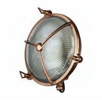Außenwandlampe Messing Glas E27 IP64 D: 21 cm rund