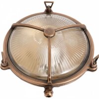 Außenwandlampe Messing Glas E27 IP64 D: 21 cm rund
