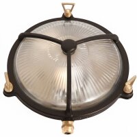 Kellerlampe Messing Glas &Oslash; 21 cm rund IP64 E27 Maritim