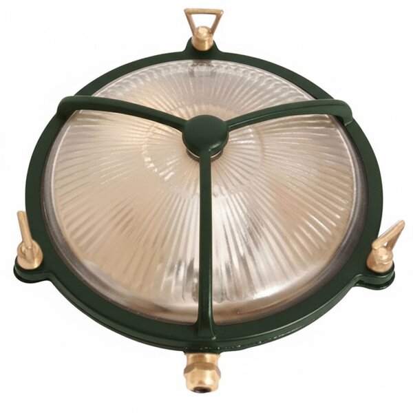 Kellerleuchte Echt-Messing Glas E27 IP64 D: 21 cm rund
