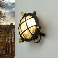 Au&szlig;enwandlampe Messing massiv Glas rund &Oslash; 14 cm IP44 G9