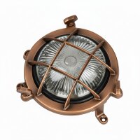 Kellerleuchte Messing massiv Glas G9 IP44 rund D: 14 cm