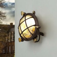 Wandlampe au&szlig;en Echt-Messing Glas G9 IP44 &Oslash; 14 cm rund