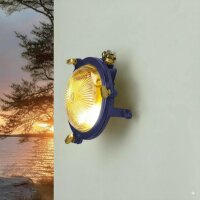 Au&szlig;enwandlampe Echt-Messing Glas G9 IP44 rund &Oslash; 14 cm