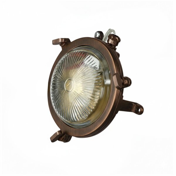 Wandleuchte außen Messing massiv Glas rund Ø 14 cm IP44
