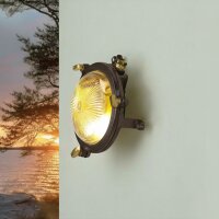 Außenwandlampe Messing massiv Glas G9 IP44 rund...
