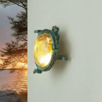 Au&szlig;enwandleuchte Glas Messing G9 IP44 &Oslash; 14 cm rund
