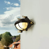Wandlampe außen Messing Glas 21 cm breit IP64 Schwarz