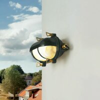Au&szlig;enleuchte Wand Messing Glas B: 21 cm IP64 Gr&uuml;n E27