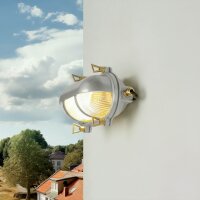Außenlampe Wand Messing massiv Glas E27 IP64 B: 21 cm