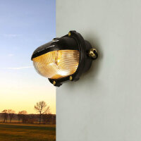 Wandlampe außen Messing Glas B: 21 cm IP64 Schwarz E27