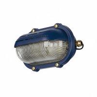 Wandlampe außen Echt-Messing Glas B: 21 cm IP64 Blau