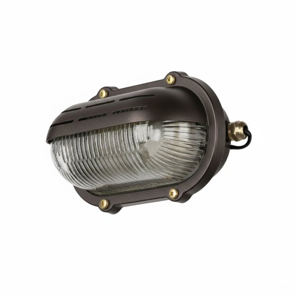 Wandlampe außen Echt-Messing Glas 21 cm breit IP64 E27