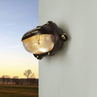 Wandlampe außen Echt-Messing Glas 21 cm breit IP64 E27