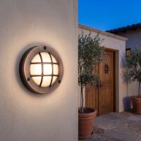 Wandlampe au&szlig;en Messing Glas rund D: 14 cm IP64 G9 AGIA